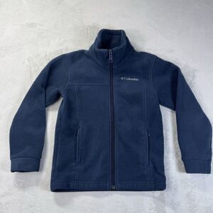 Columbia Sportswear Fleece Jacket Boys XS (6-7) Navy Blue Mock Neck